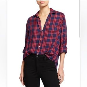 Frank & Eileen Plaid Long Sleeve Button‎ Down Shirt Womens XS Red Navy